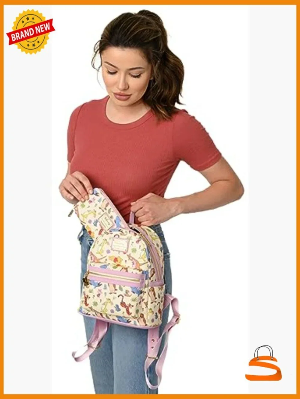 Loungefly Disney Mini Backpack Winnie the Pooh Eeyore Friends AOP Shoulder Bag